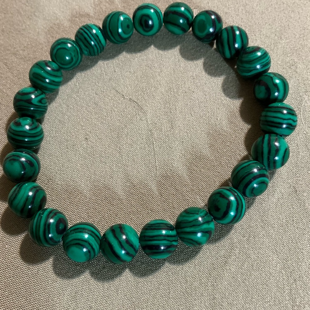 Green and Black Malachite Beaded Bracelet